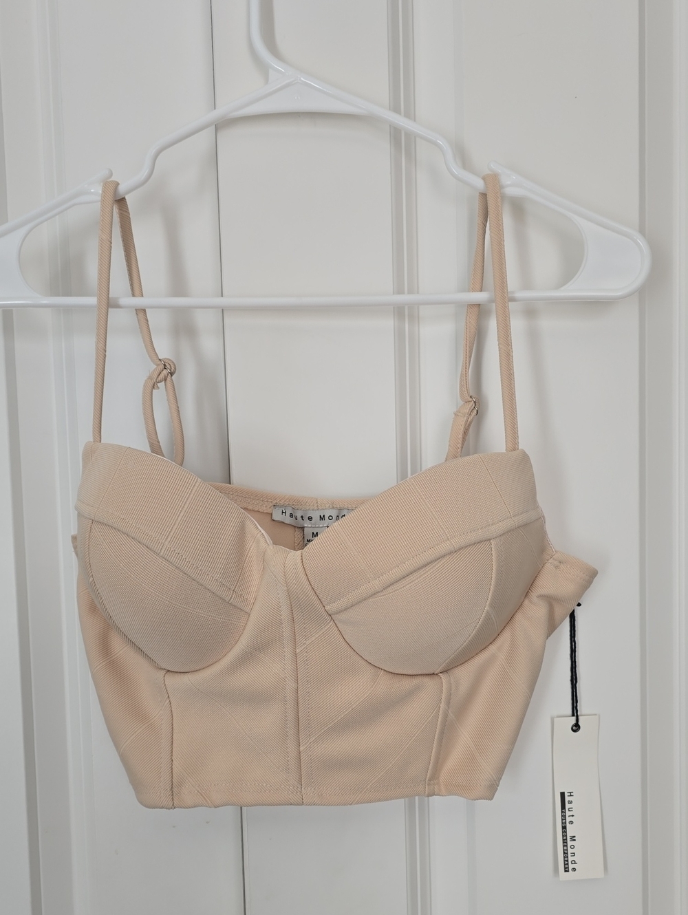 Haute Monde Beige Longline Bustier Crop Top